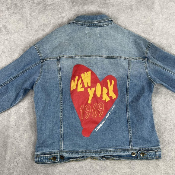 Target Jackets & Blazers - Target Pride Blu Stonewall 1969 Denim Trucker Jacket L Blue Womens NWT Rainbow